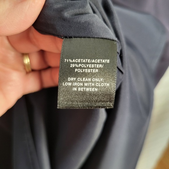 Lafayette 148 Sz M Kenna Finesse Dress‎ Navy Blue Tie Sleeve Career Minimalist - Picture 5 of 6